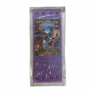 1998 Super Bowl XXXII Ticket Stub w Lucite Case Broncos vs Packers @ San Diego